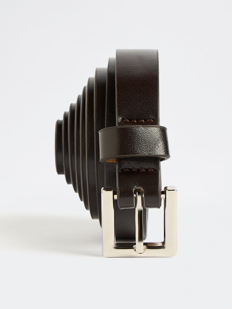 Westside Accessories Dark Brown Square Buckle Belt