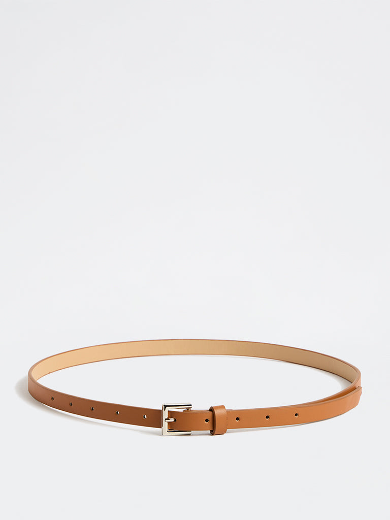 Westside Accessories Dark Brown Square Buckle Belt