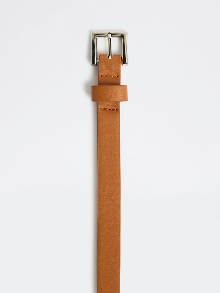 Westside Accessories Dark Brown Square Buckle Belt