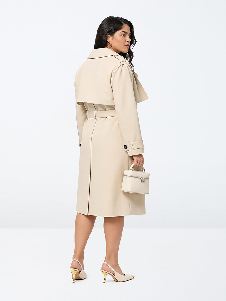 Gia Ivory Suede Trench Jacket with Belt