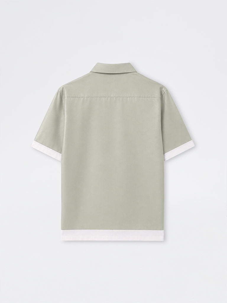Ascot Sage Color-Blocked Relaxed-Fit Cotton-Blend Shirt