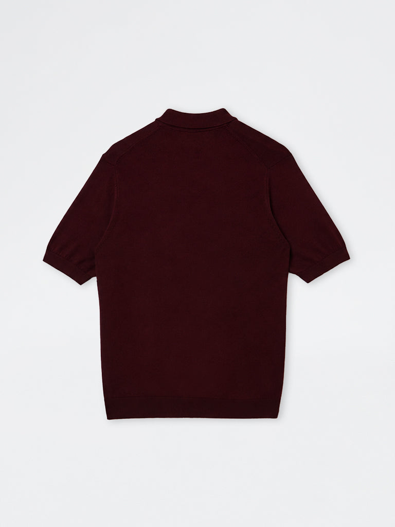 WES Formals Wine Solid Relaxed-Fit Cotton-Blend Polo T-Shirt
