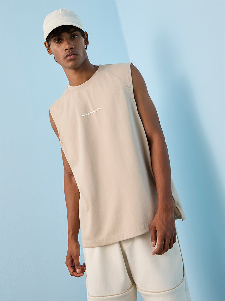 Nuoflexx Beige Relaxed-Fit Cotton-Blend T-Shirt