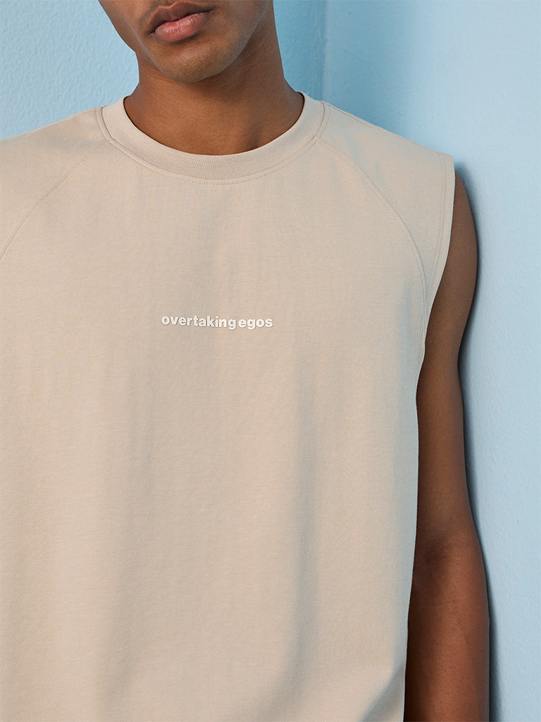 Nuoflexx Beige Relaxed-Fit Cotton-Blend T-Shirt
