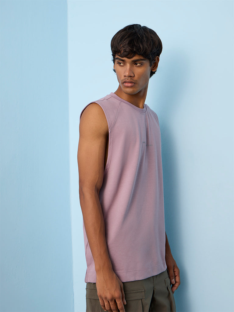 Nuoflexx Mauve Text-Design Relaxed-Fit Cotton-Blend T-Shirt