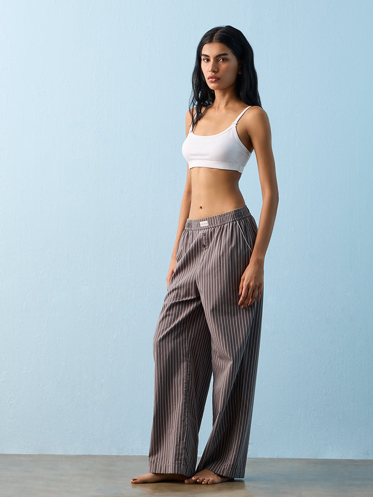 Superstar Black and White Cotton-Blend Crop Top Bra - Pack of 2