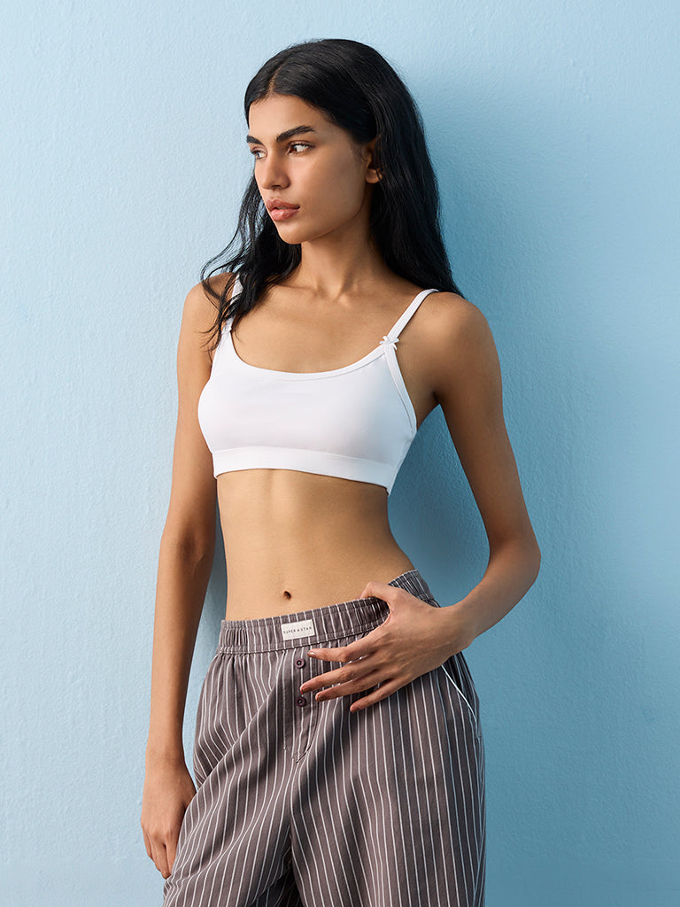 Superstar Black and White Cotton-Blend Crop Top Bra - Pack of 2