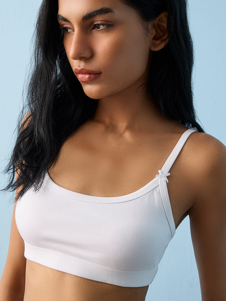 Superstar Black and White Cotton-Blend Crop Top Bra - Pack of 2