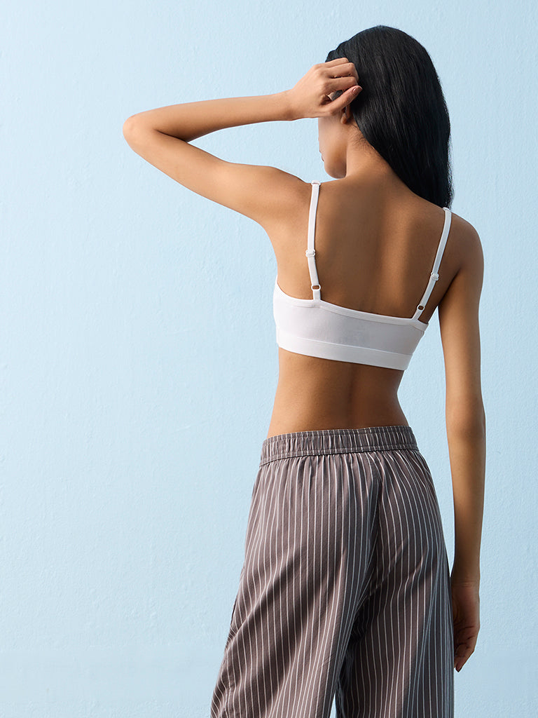 Superstar Black and White Cotton-Blend Crop Top Bra - Pack of 2