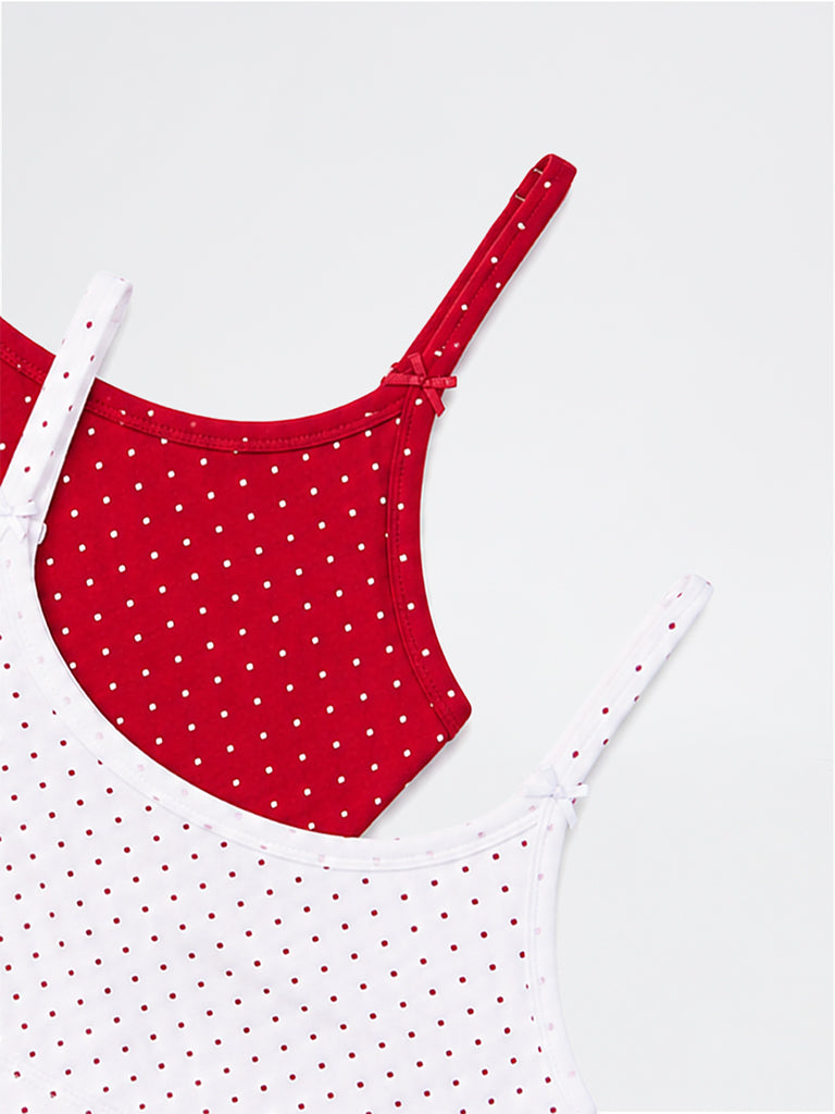 Superstar 2-Pack Polka Dot Printed Cotton-Blend Crop Top Bra