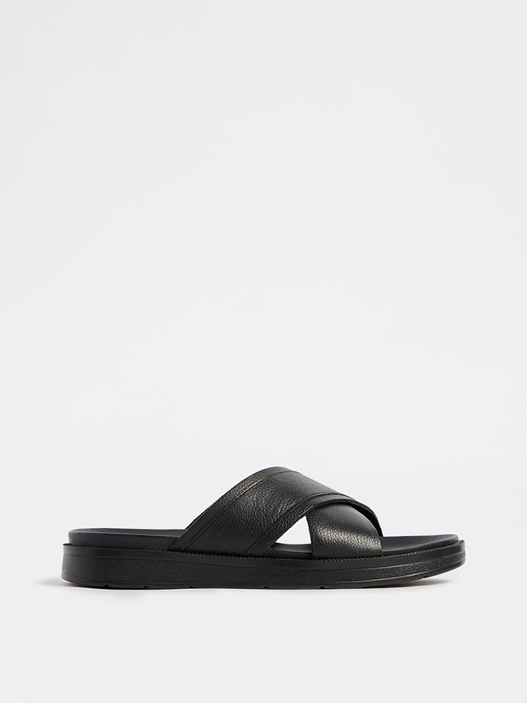 SOLEPLAY Black Criss-Cross Strap Sandals