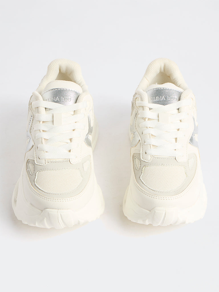 LUNA BLU Off-White Lace-Up Chunky Sneakers