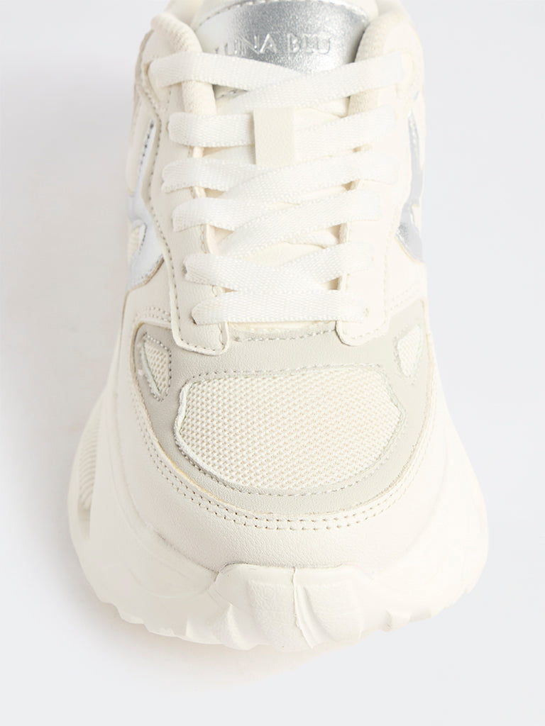 LUNA BLU Off-White Lace-Up Chunky Sneakers