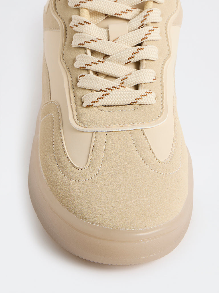 LUNA BLU Beige Lace-Up Sneakers