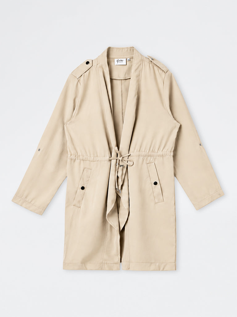 Gia Light Beige Drawstring Utility Jacket