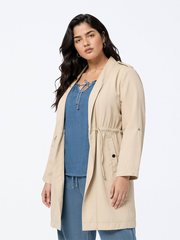 Gia Light Beige Drawstring Utility Jacket