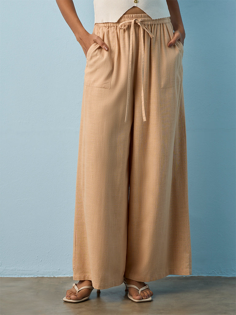 LOV Beige High-Rise Wide-Leg Pants