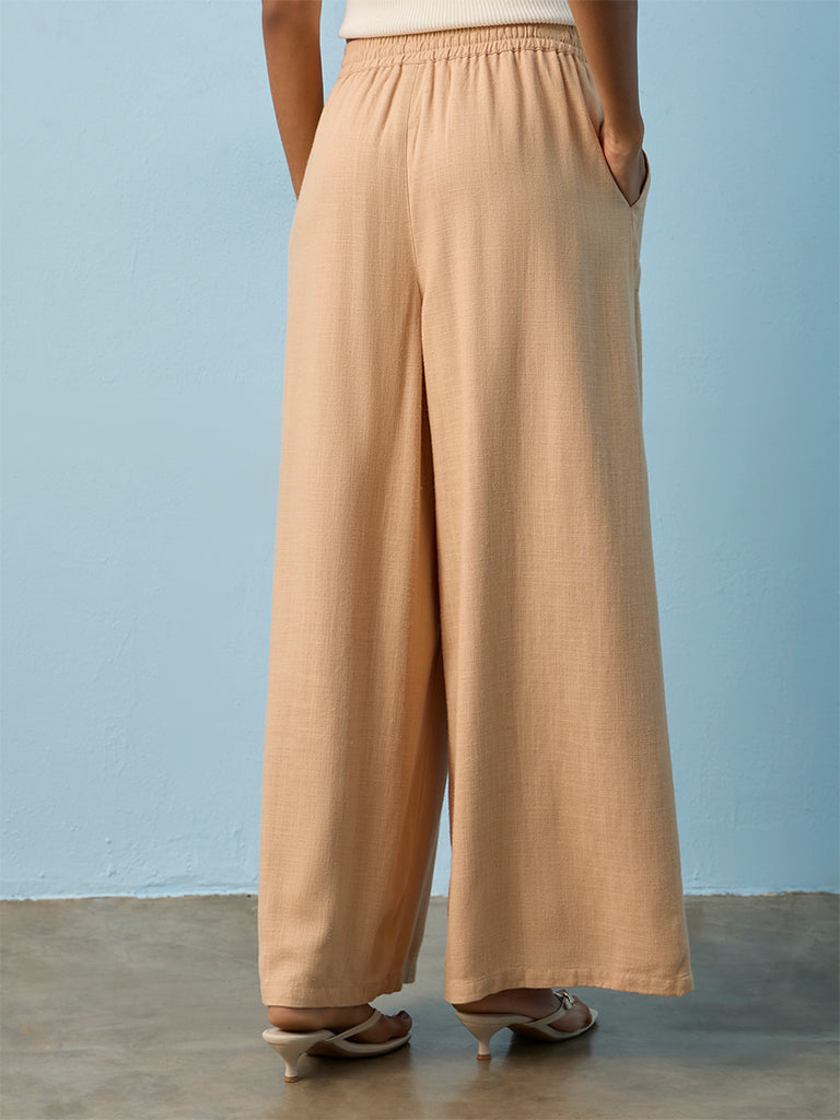 LOV Beige High-Rise Wide-Leg Pants
