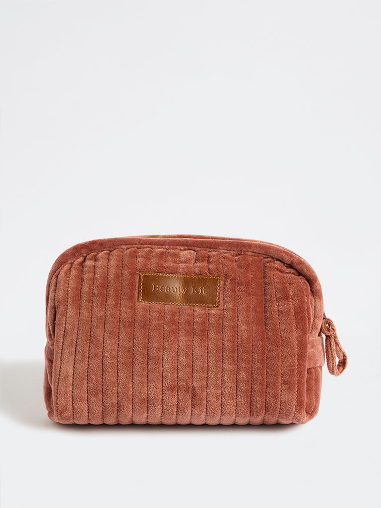 Westside Home Rust Quilted Velvet Travel Pouch