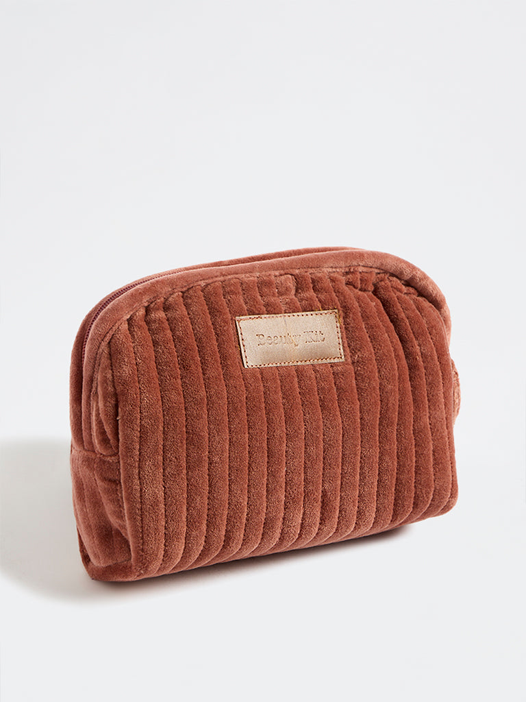Westside Home Rust Quilted Velvet Travel Pouch