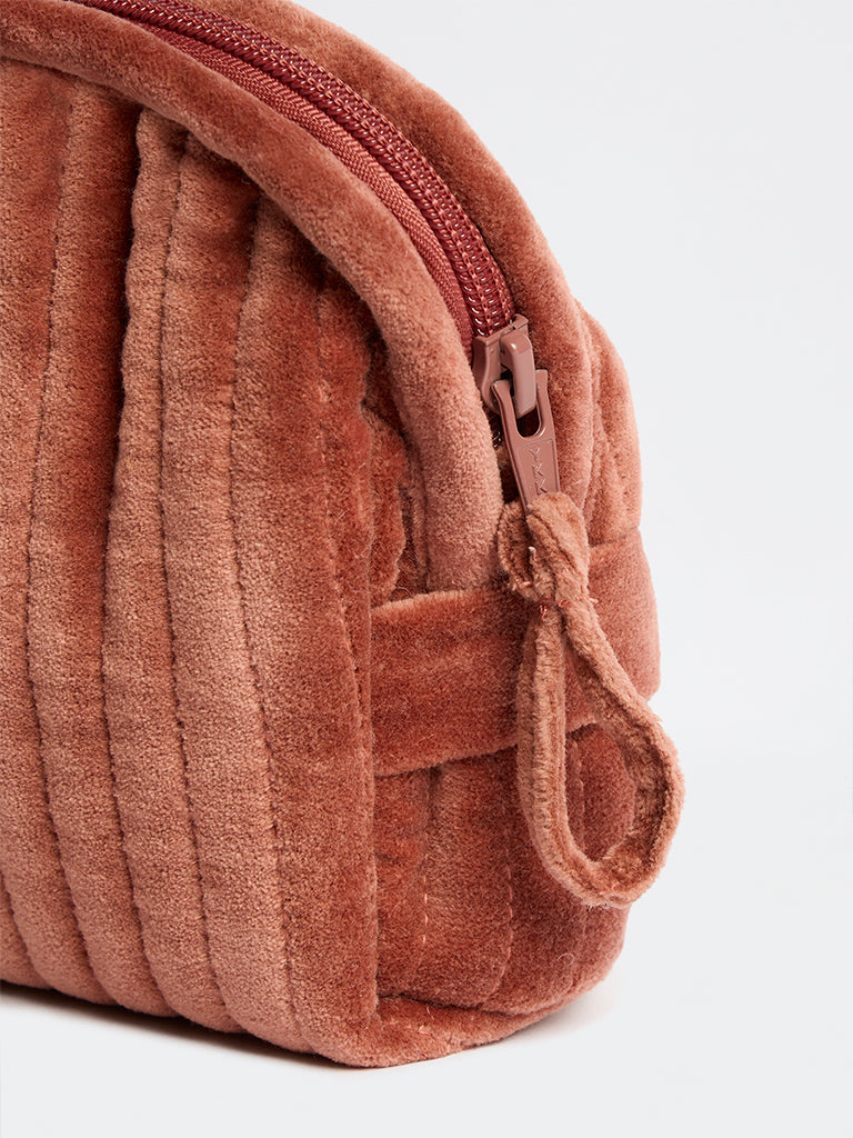Westside Home Rust Quilted Velvet Travel Pouch