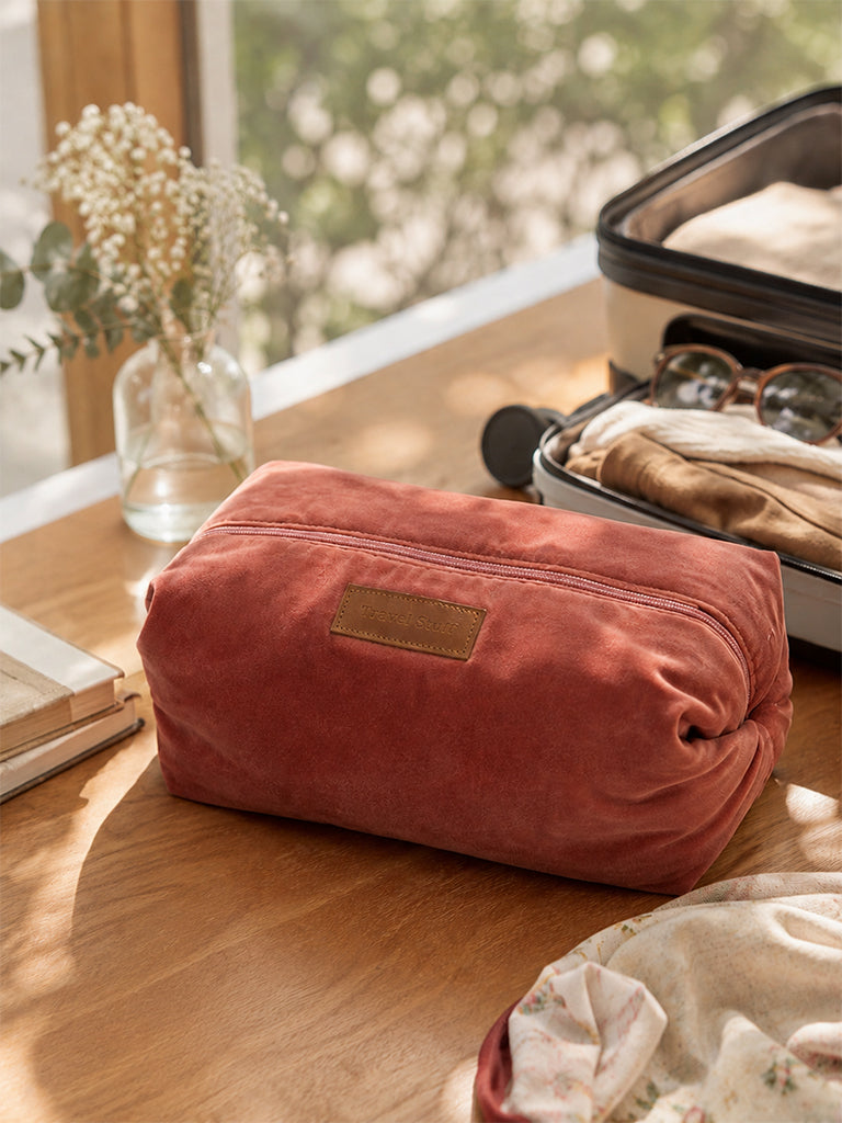 Westside Home Rust Velvet Travel Pouch