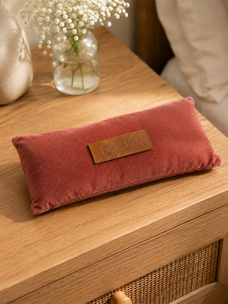 Westside Home Rust Text Embroidered Velvet Eye Pillow