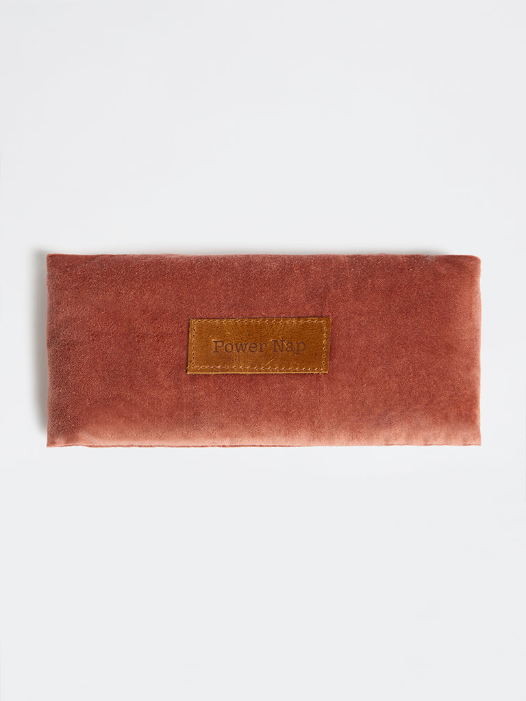 Westside Home Rust Text Embroidered Velvet Eye Pillow