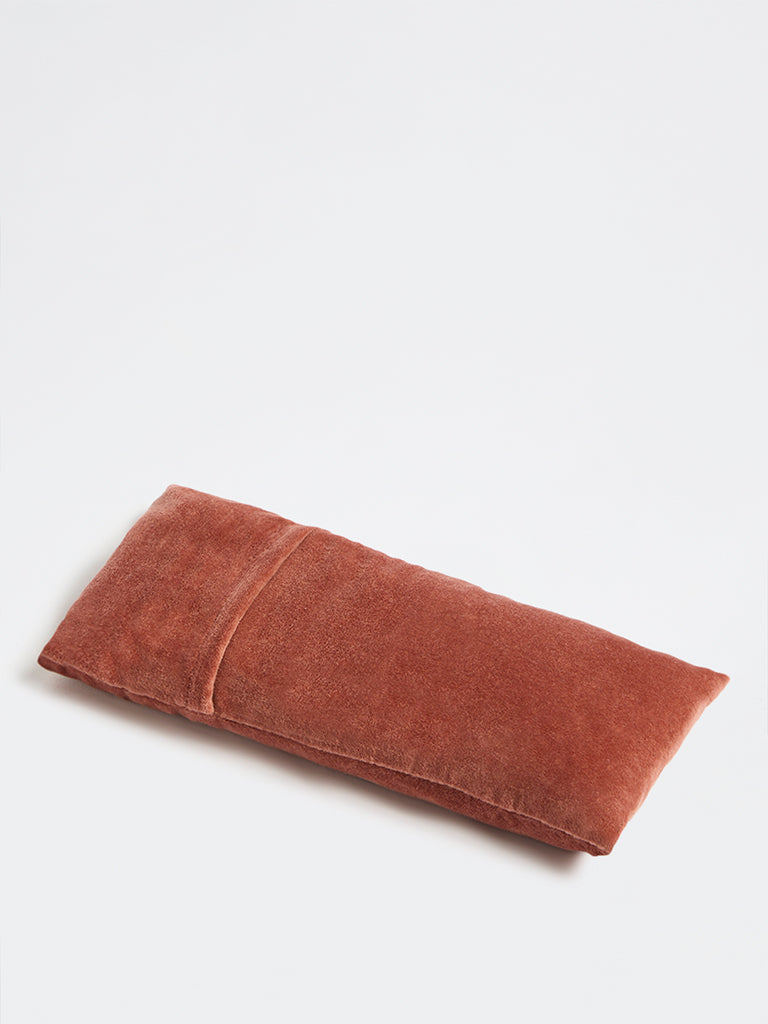 Westside Home Rust Text Embroidered Velvet Eye Pillow