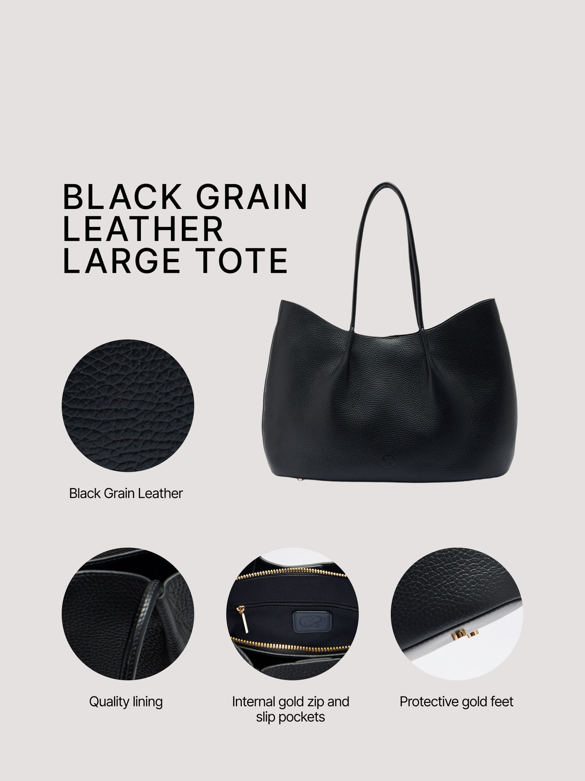 Belle Grain Leather Large Tote