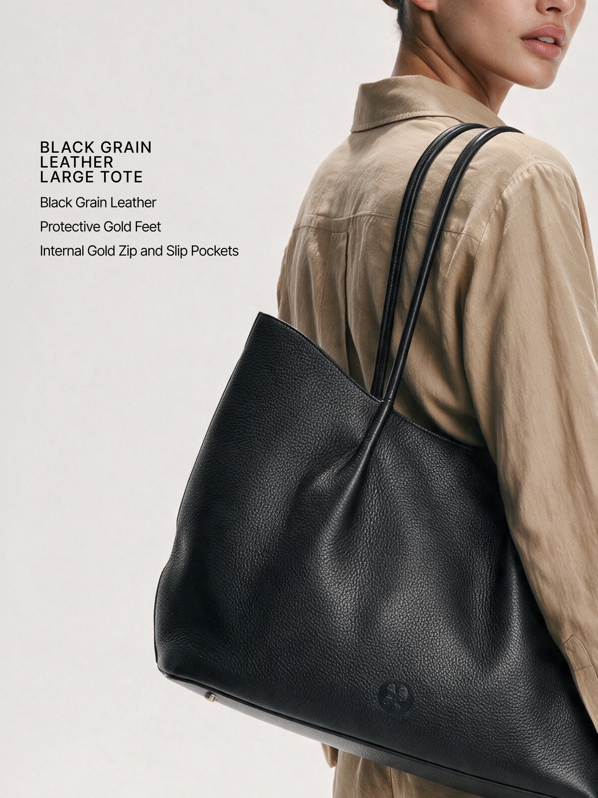Belle Grain Leather Large Tote