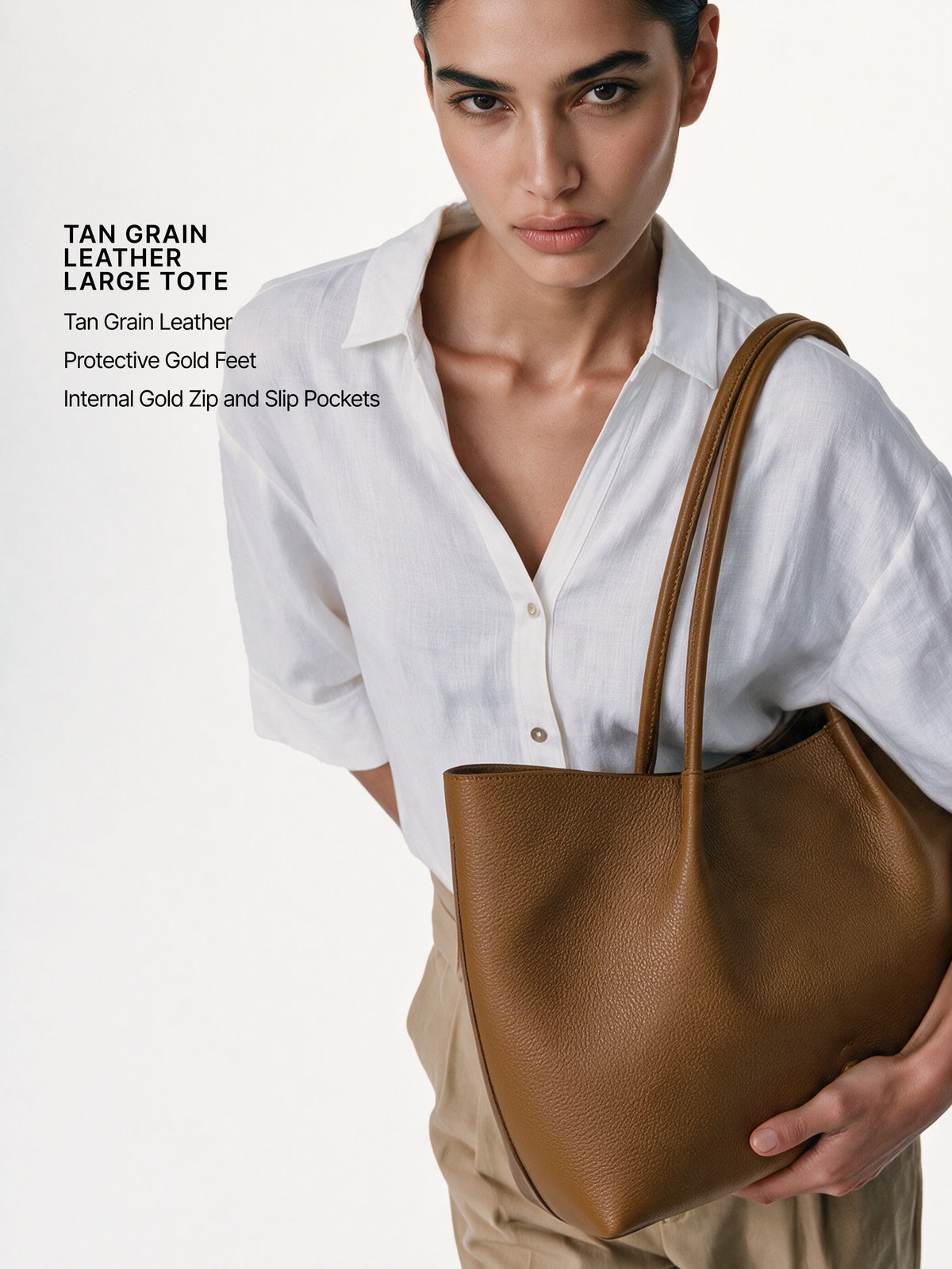 Belle Grain Leather Large Tote