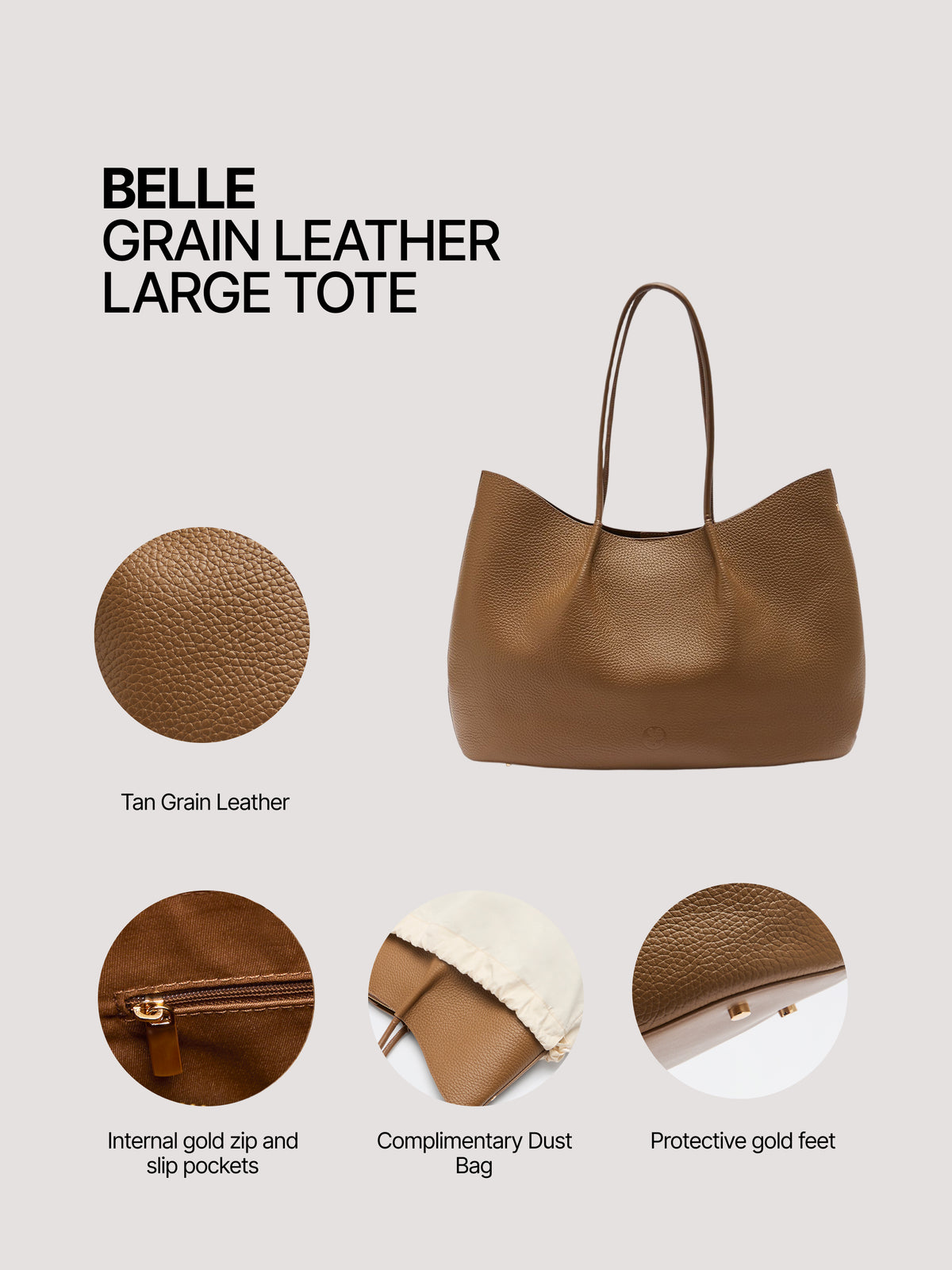 Pome Luxe Belle Grain Leather Large Tote