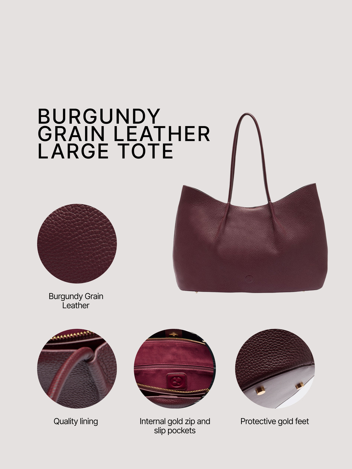 Belle Grain Leather Large Tote