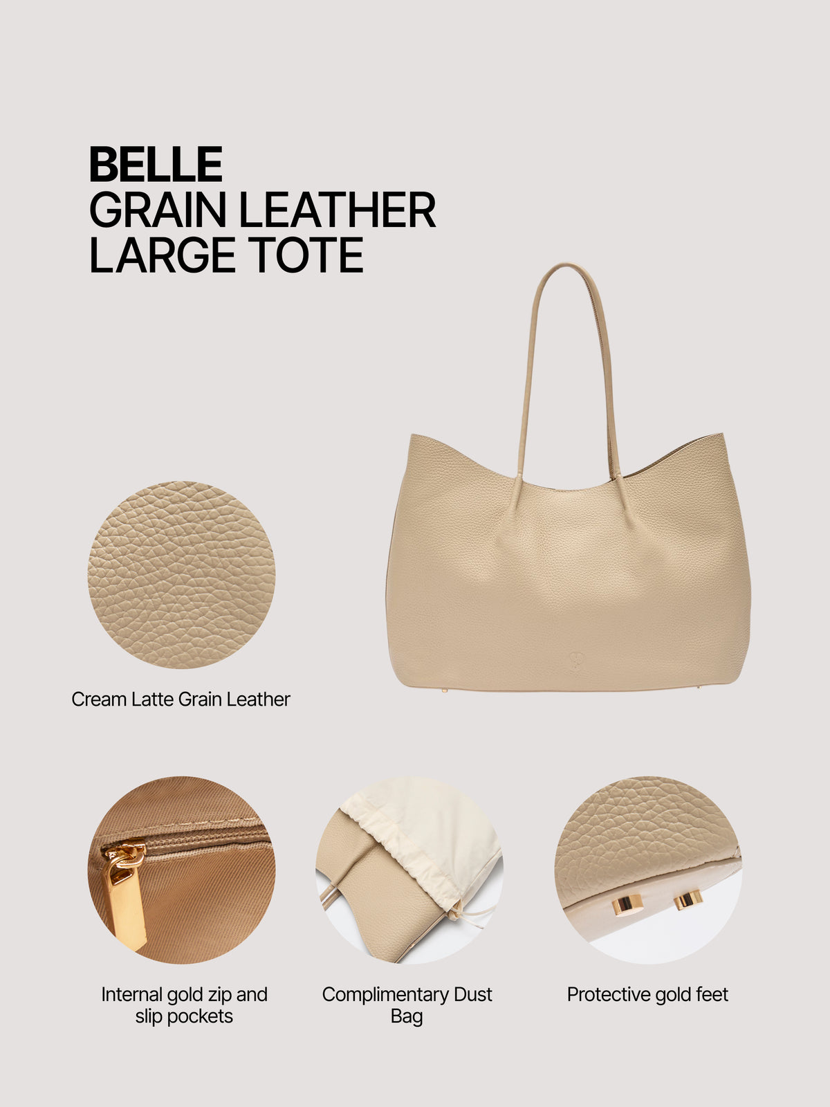 Pome Luxe Belle Grain Leather Large Tote