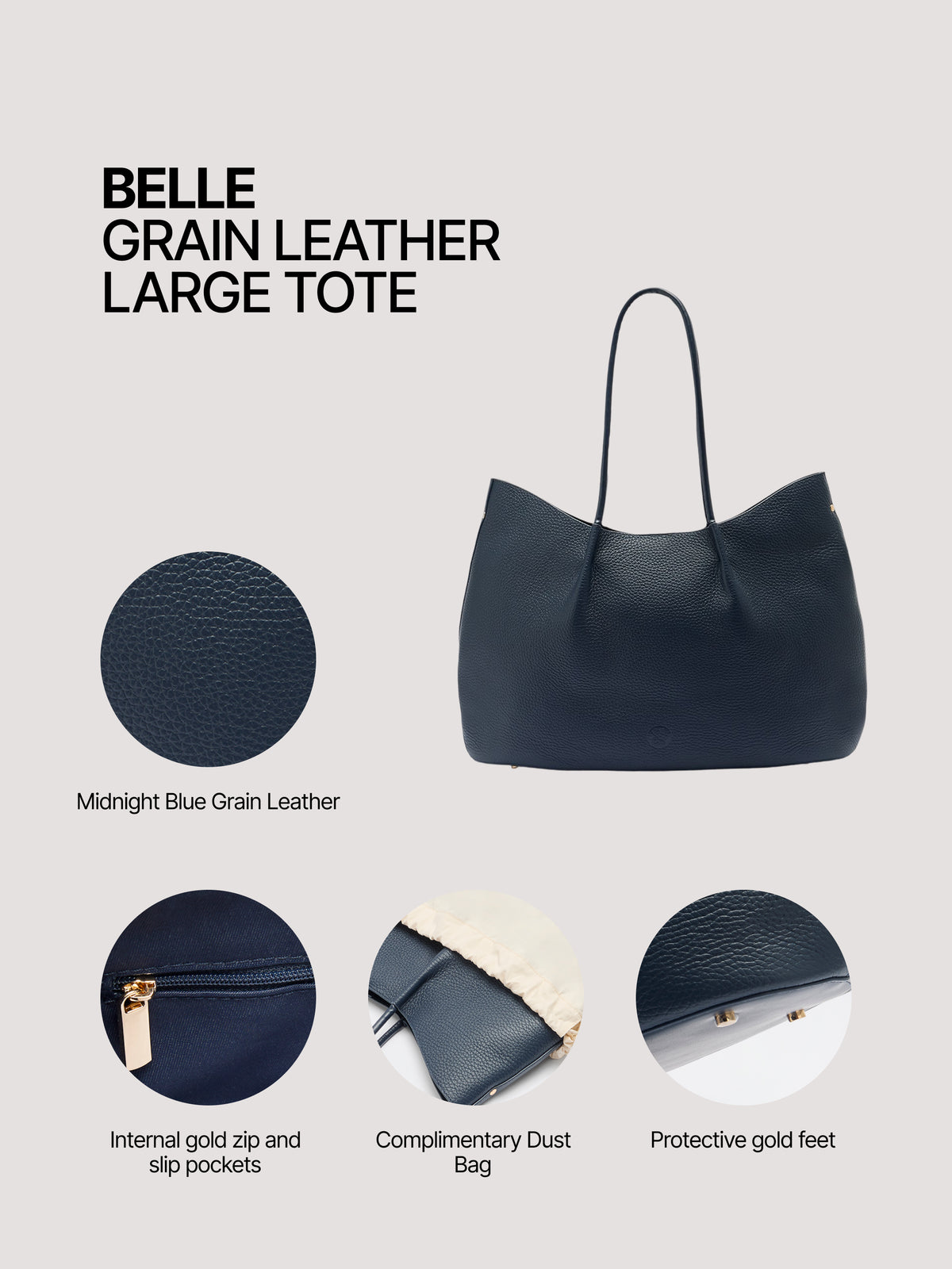Pome Luxe Belle Grain Leather Large Tote