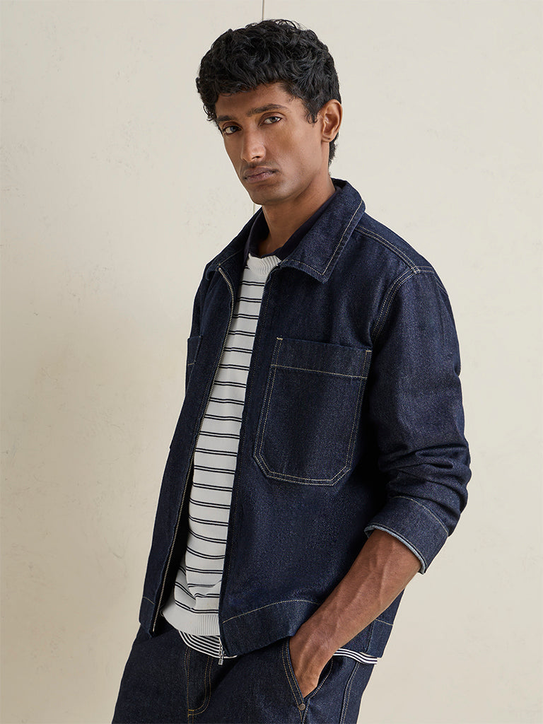 Ascot Navy Relaxed-Fit Denim Jacket