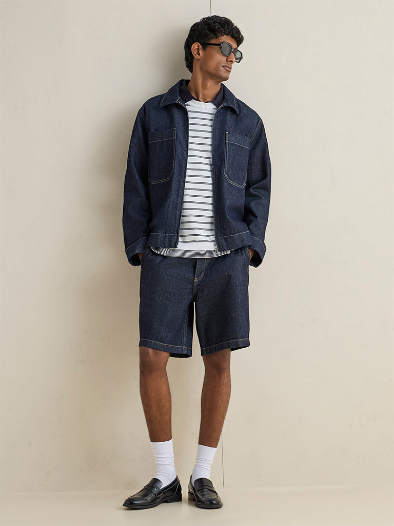 Ascot Navy Relaxed-Fit Denim Jacket