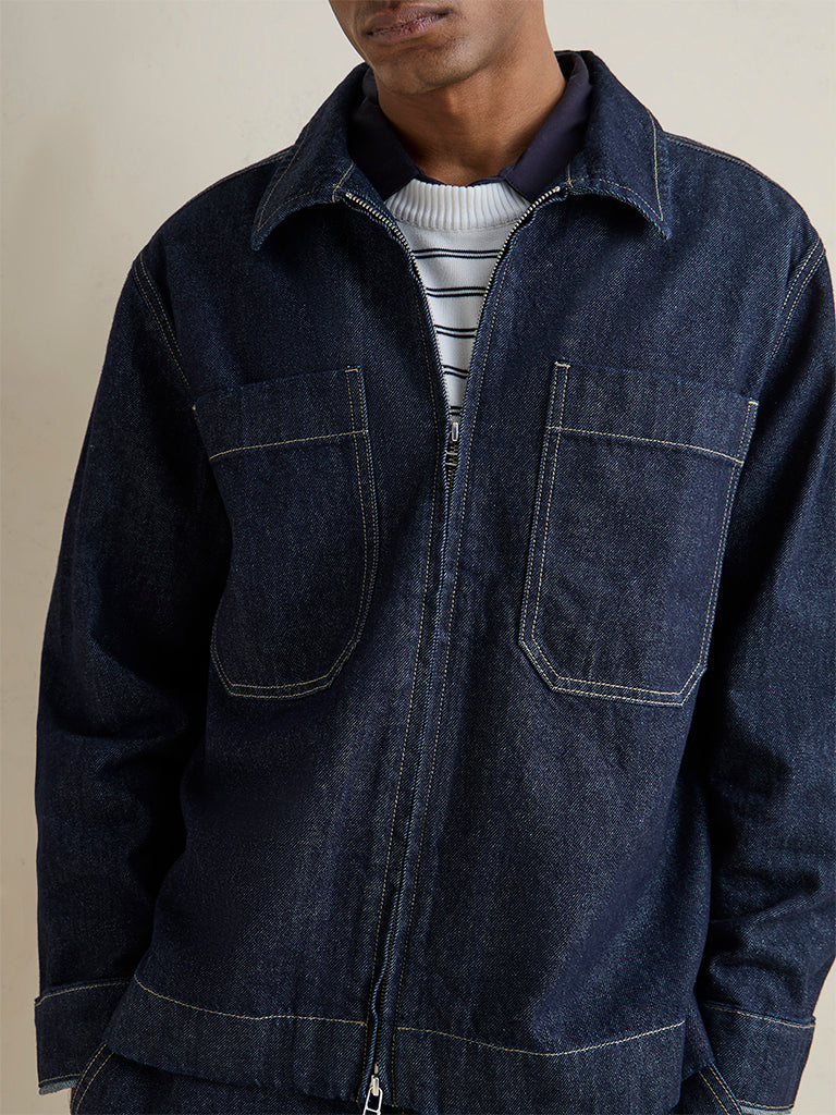 Ascot Navy Relaxed-Fit Denim Jacket