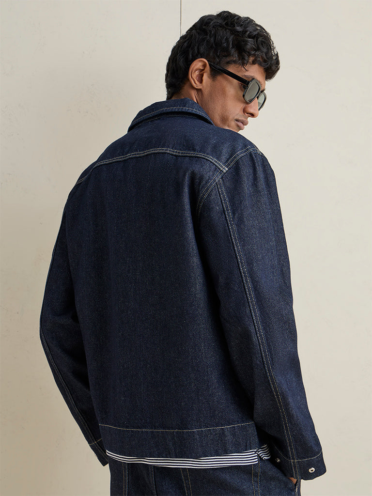 Ascot Navy Relaxed-Fit Denim Jacket