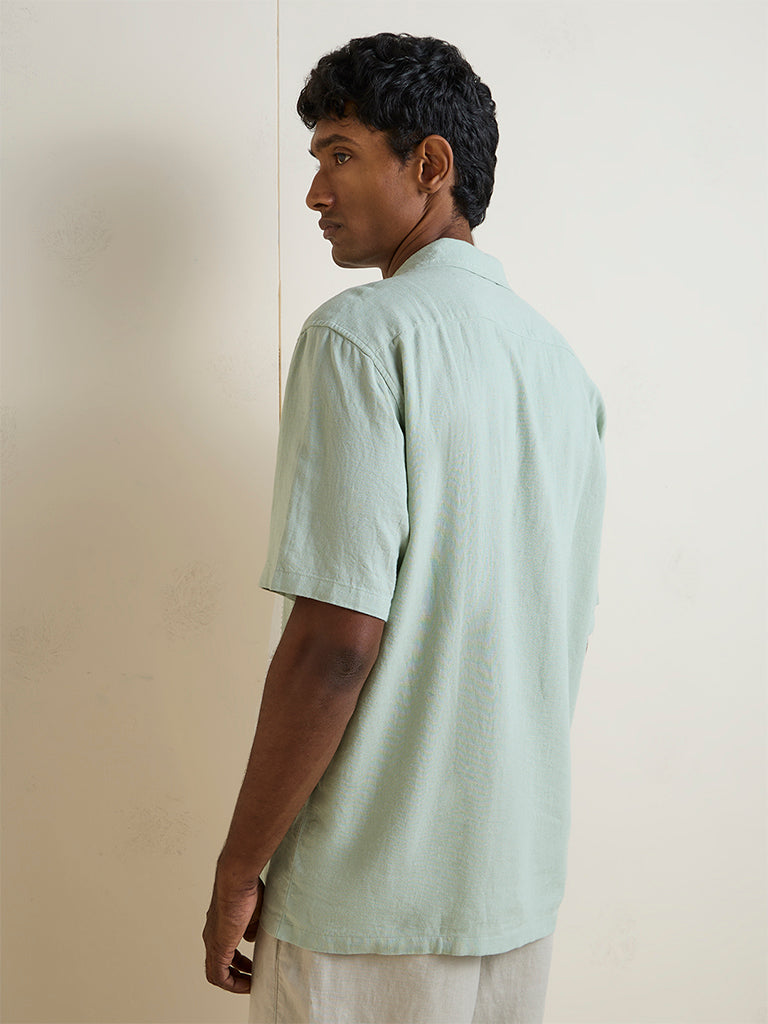 Ascot Multicolour Colour-Blocked Relaxed-Fit Linen Shirt