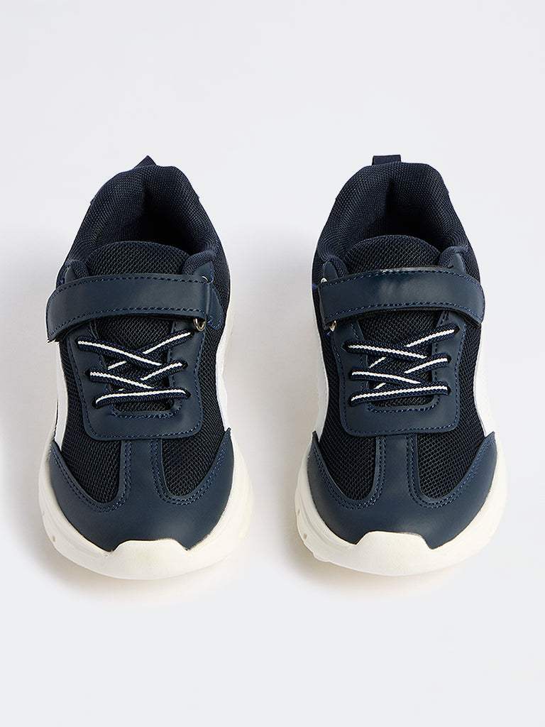 Yellow Navy Mesh Detailed Lace-Up Sneakers