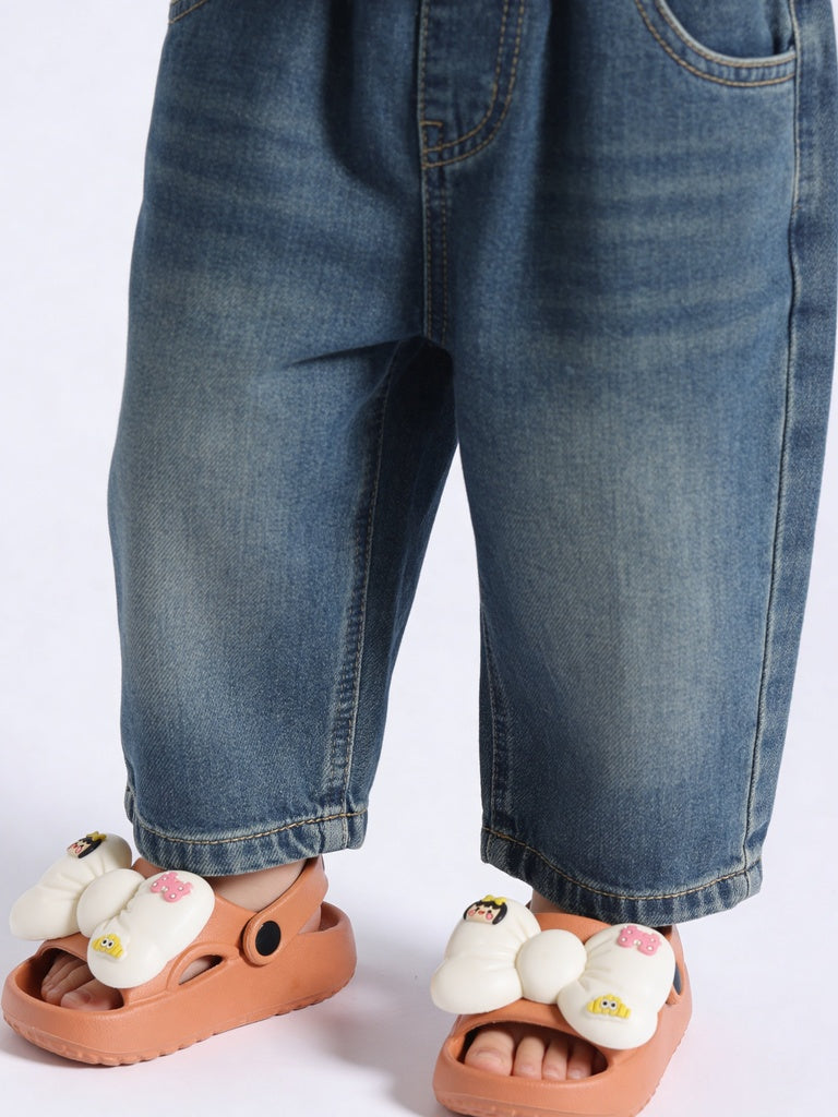 Yellow Peach Bow Detailed Open Toe Clogs