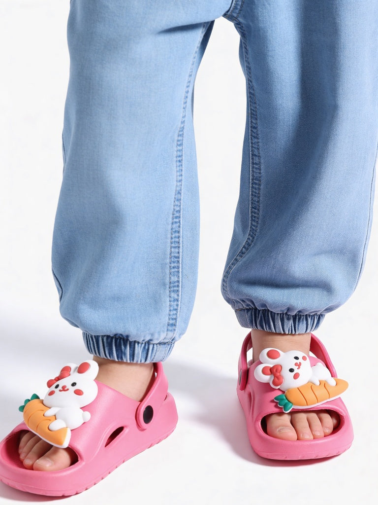 Yellow Pink Bunny Themed Clogs