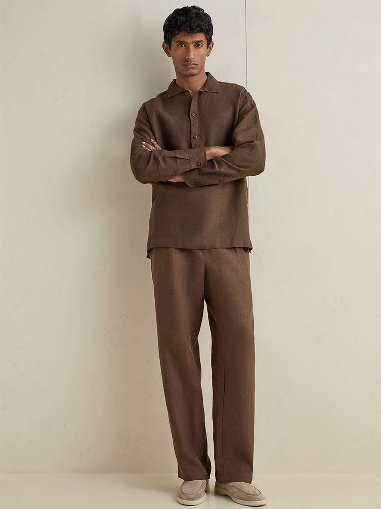 Ascot Dark Brown Relaxed-Fit Mid-Rise Chinos