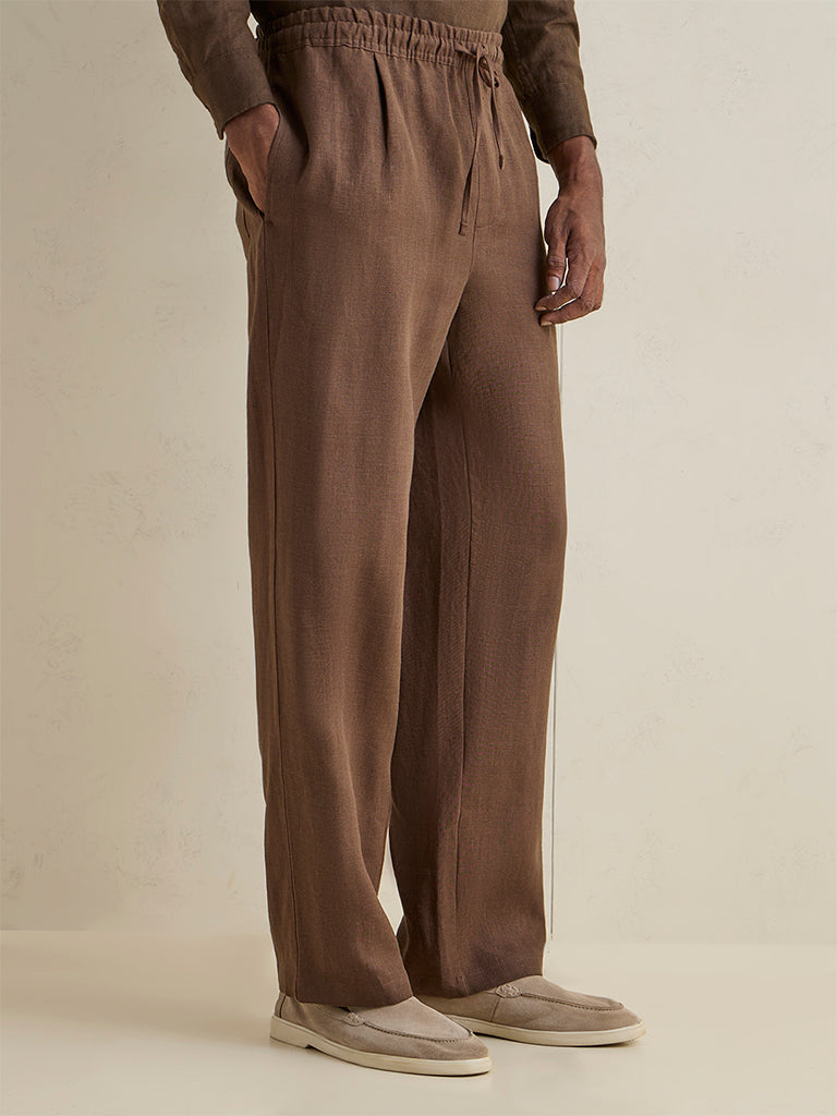 Ascot Dark Brown Relaxed-Fit Mid-Rise Chinos
