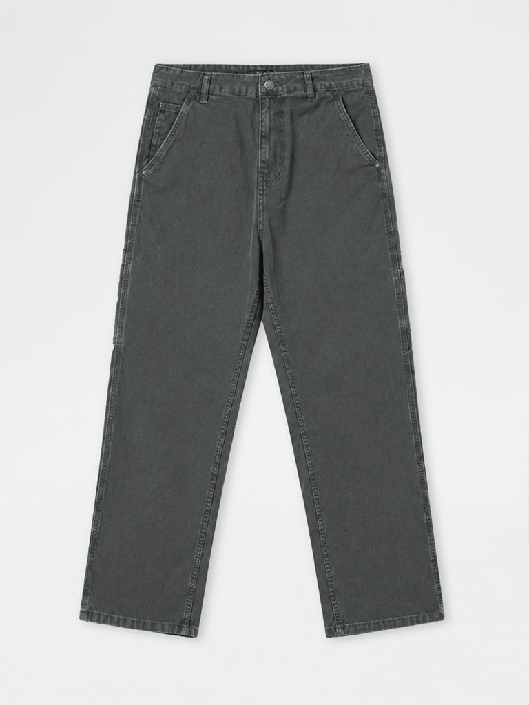 WES Casuals Charcoal Relaxed-Fit Mid-Rise Jeans