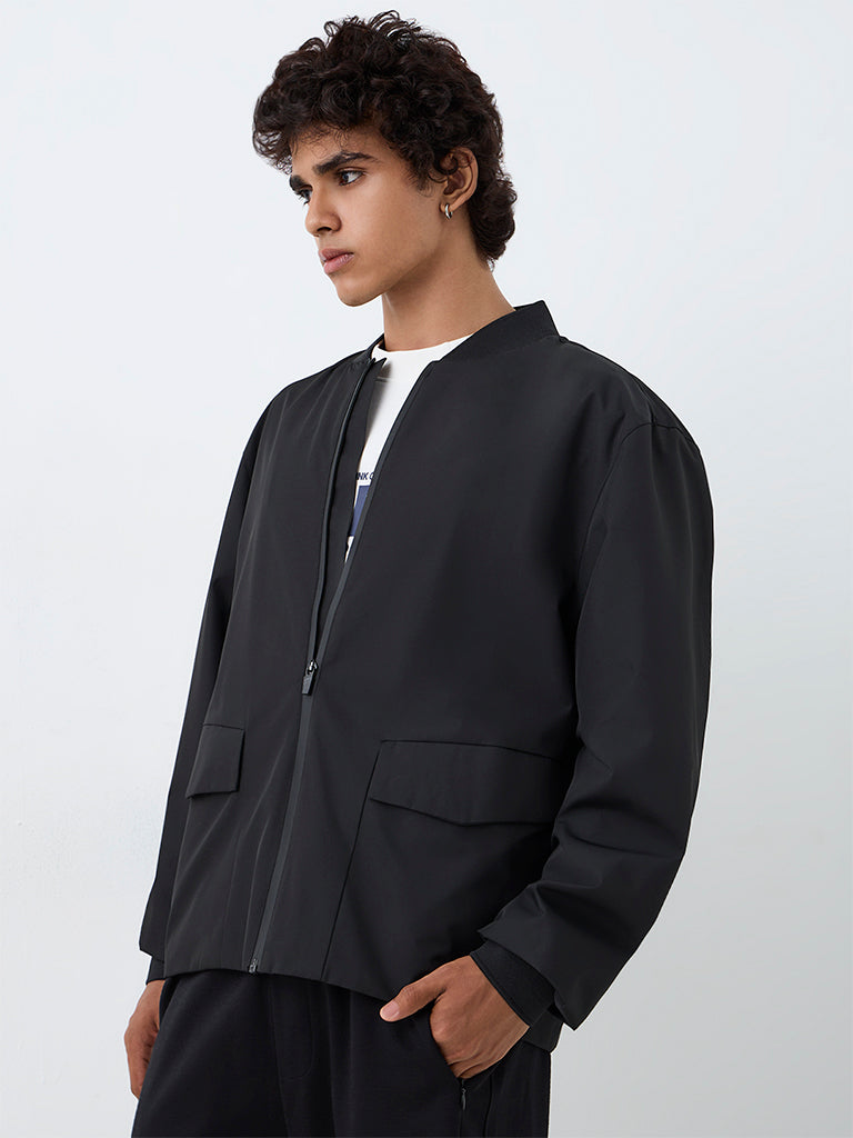 Nuoflexx Black Relaxed-Fit Bomber Jacket