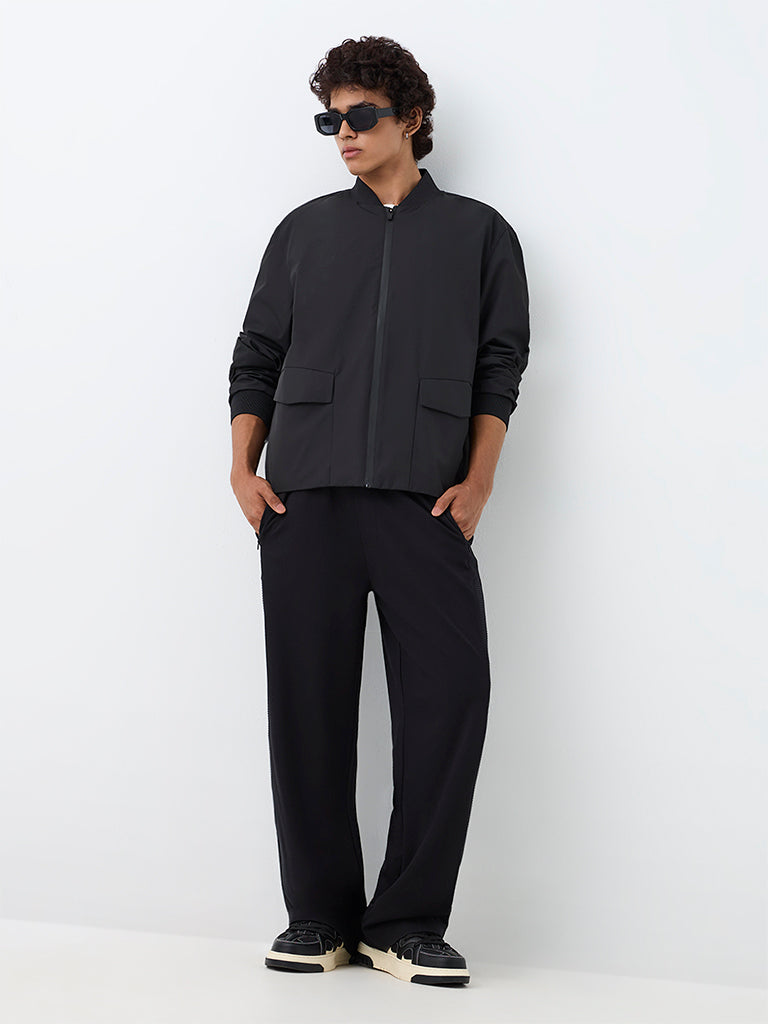 Nuoflexx Black Relaxed-Fit Bomber Jacket