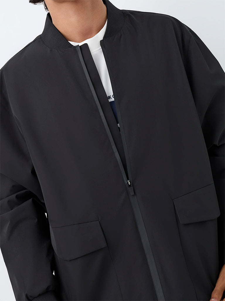 Nuoflexx Black Relaxed-Fit Bomber Jacket